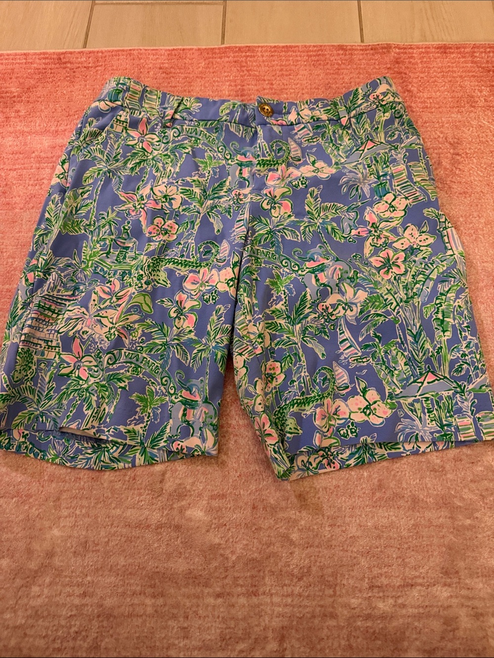 Lilly Pulitzer Blue Floral Print Bermuda Shorts